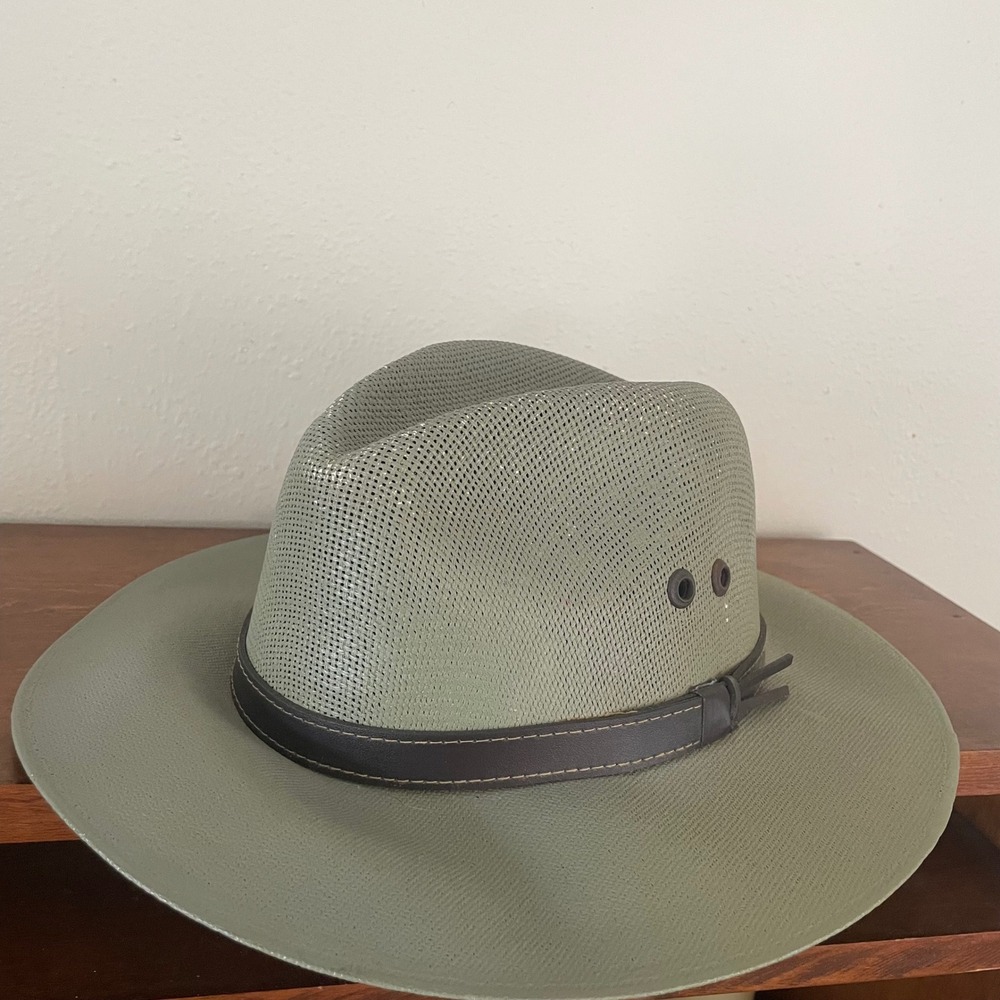Royal Road Trading Co Original Panama Hat Sage Green Medium‎ Fedora Molded Hard